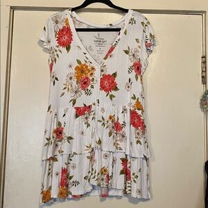 Torrid Floral Ruffle Blouse - White and Red